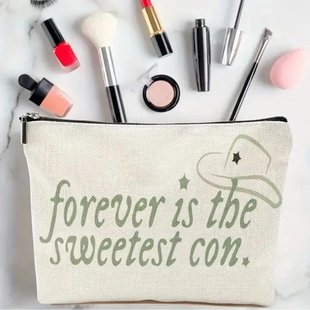 Cosmetic Bag with Zipper & Print of Taylor Swift’s Lyrics Cowboy Like Me NEW
